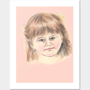 Lovely Little Girl - Colour Pencil Portrait Drawing Posters and Art